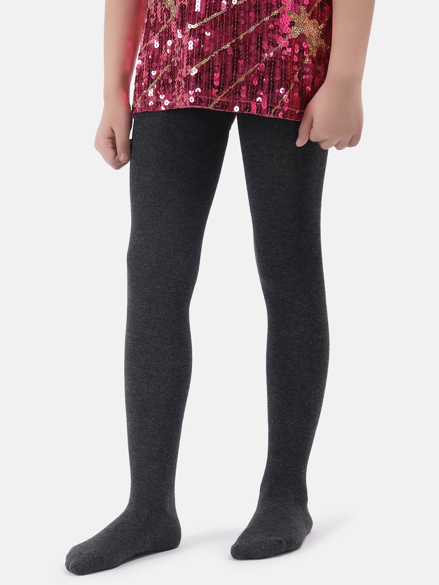 Dark Grey Girls Cotton Stockings