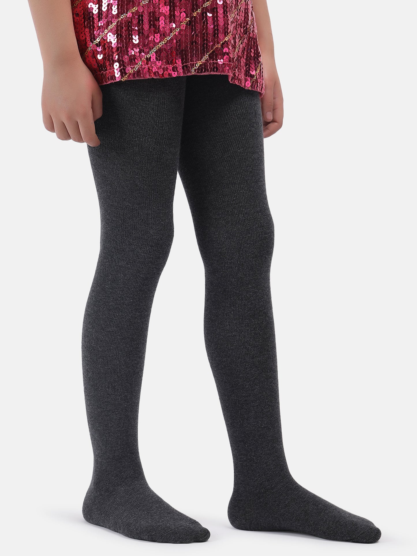Dark Grey Girls Cotton Stockings