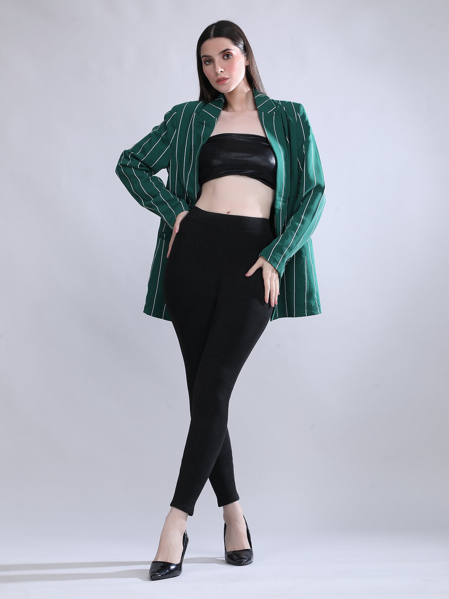 Women’s Thermal Tights with Tiny Fur Lining Winter Leggings-Black