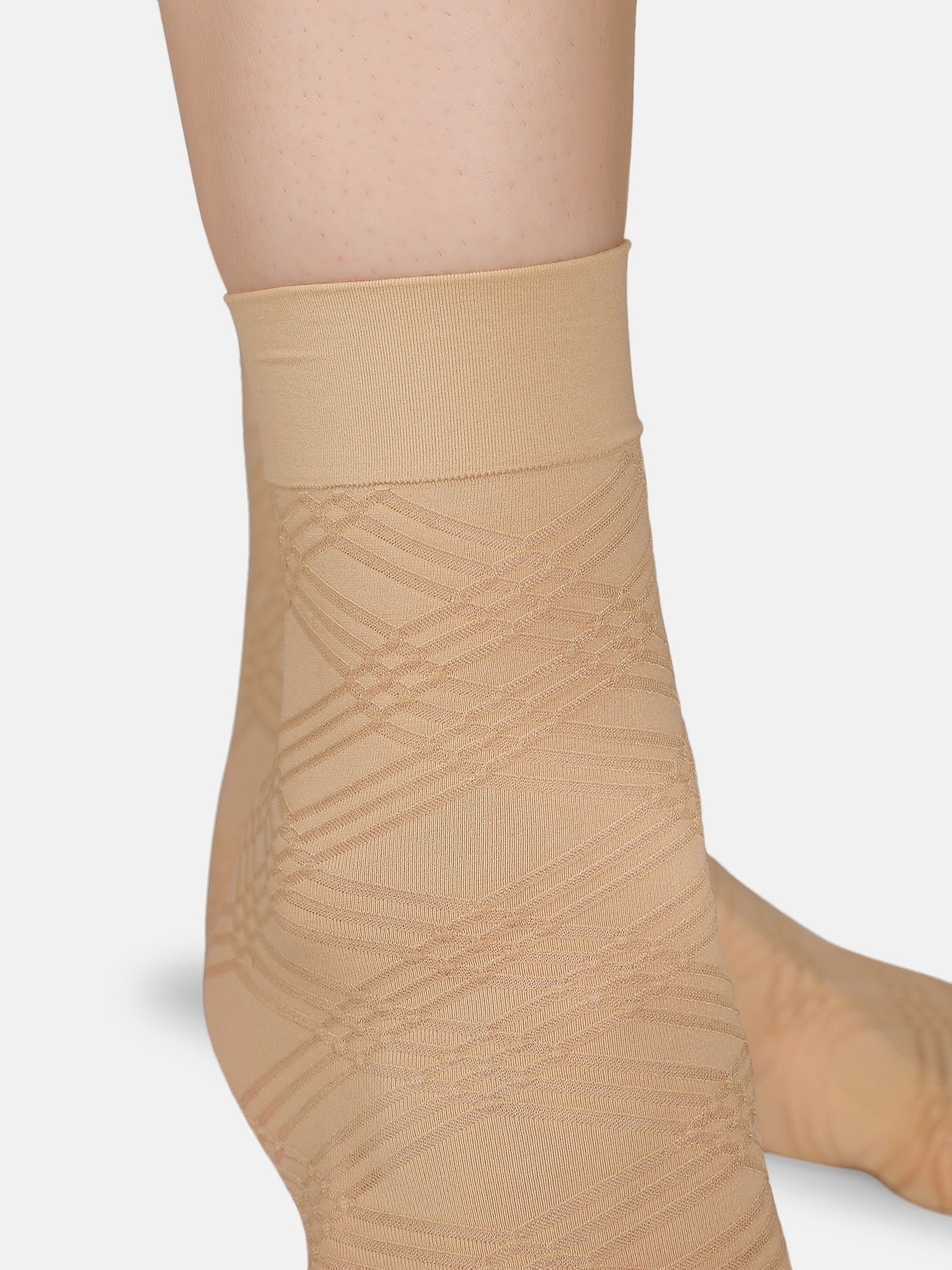 Women Opaque Nylon Ankle Length Socks Without Thumb Stylish Mix Pattern, Soft, Durable & Stretchable Everyday Wear (Black/Skin)