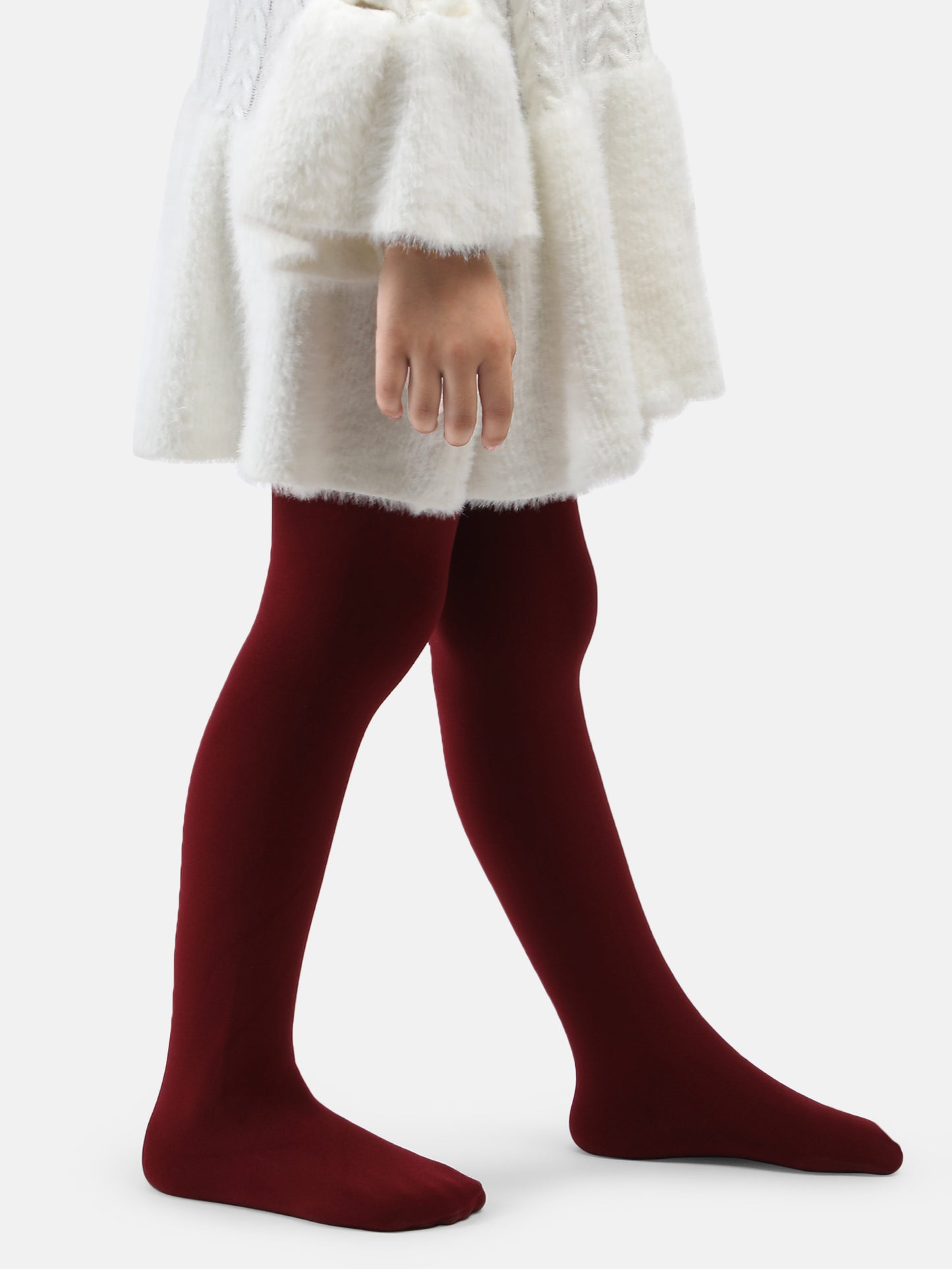 Girls Winter Fur Stockings - Maroon