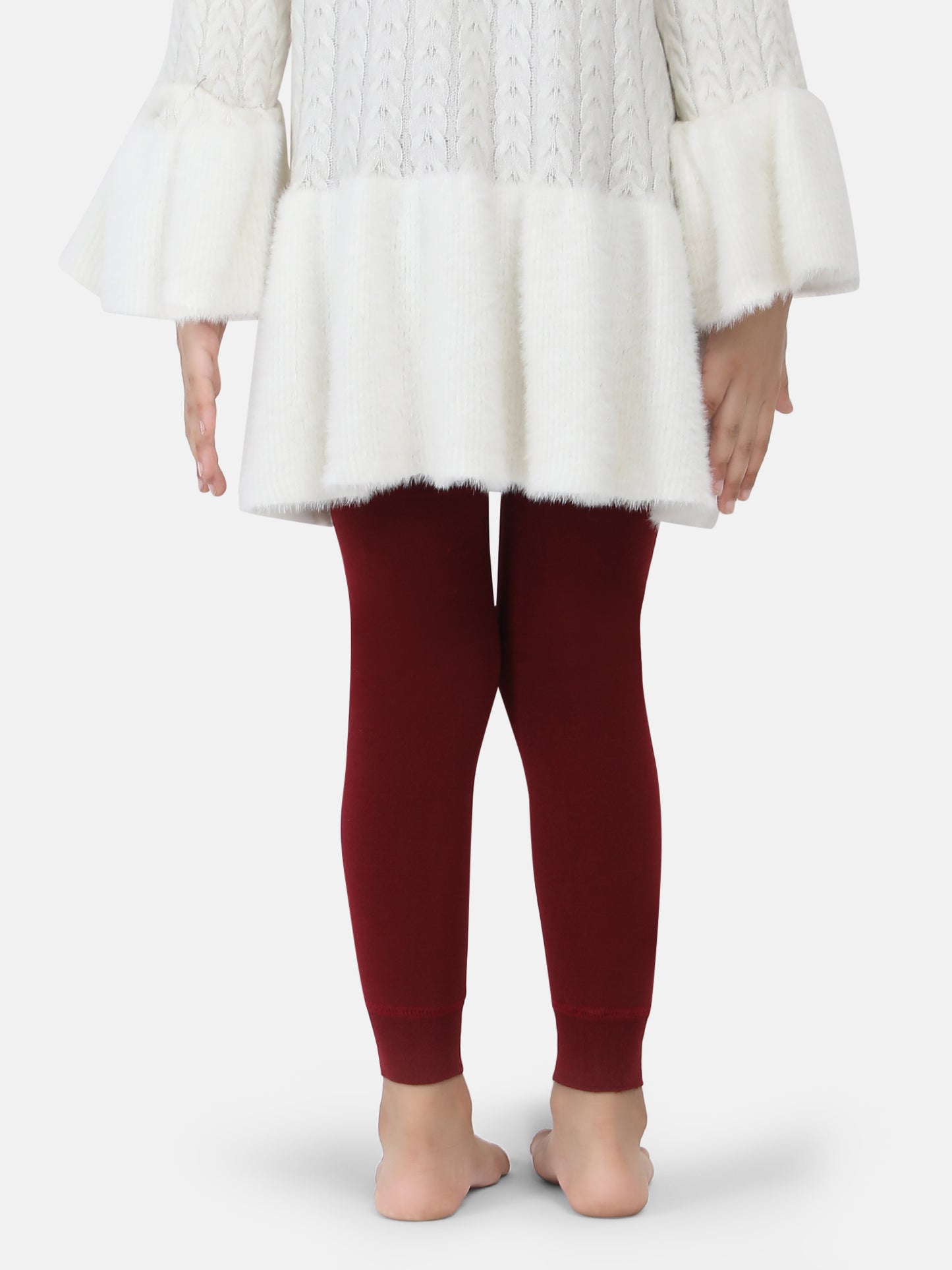 Girls Fur Tights- Maroon