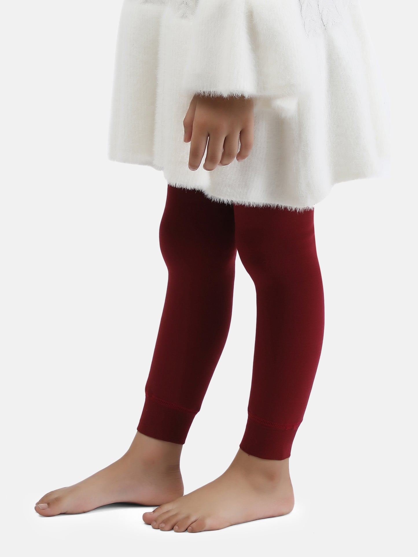Girls Fur Tights- Maroon