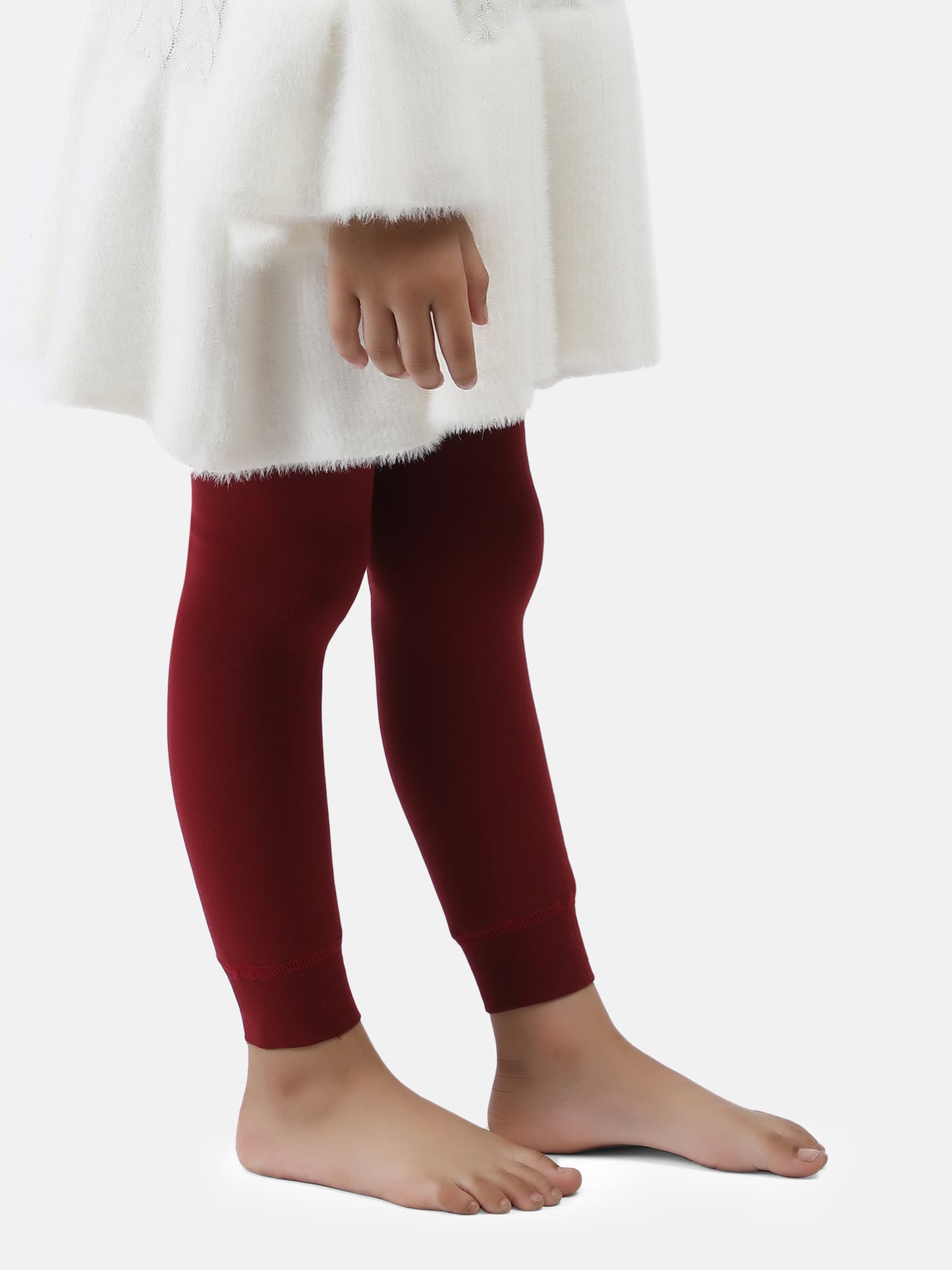 Girls Fur Tights- Maroon