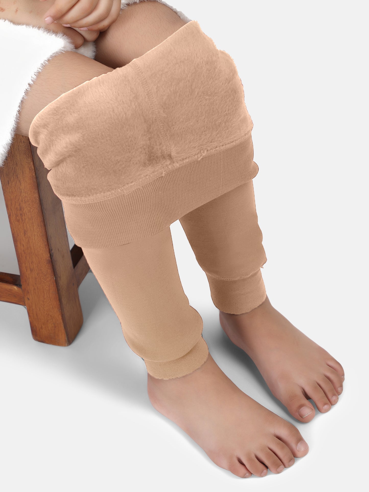 Girls Fur Tights- Skin