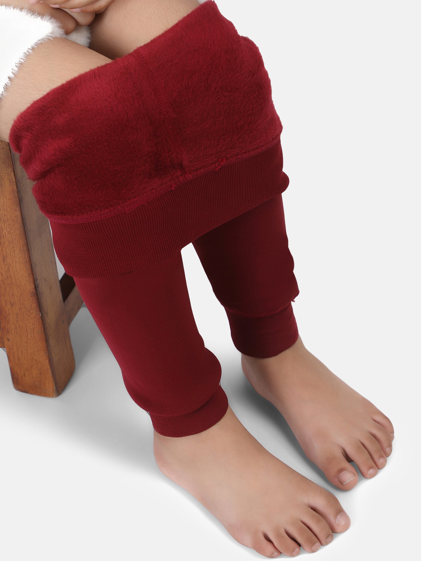 Girls Fur Tights- Maroon