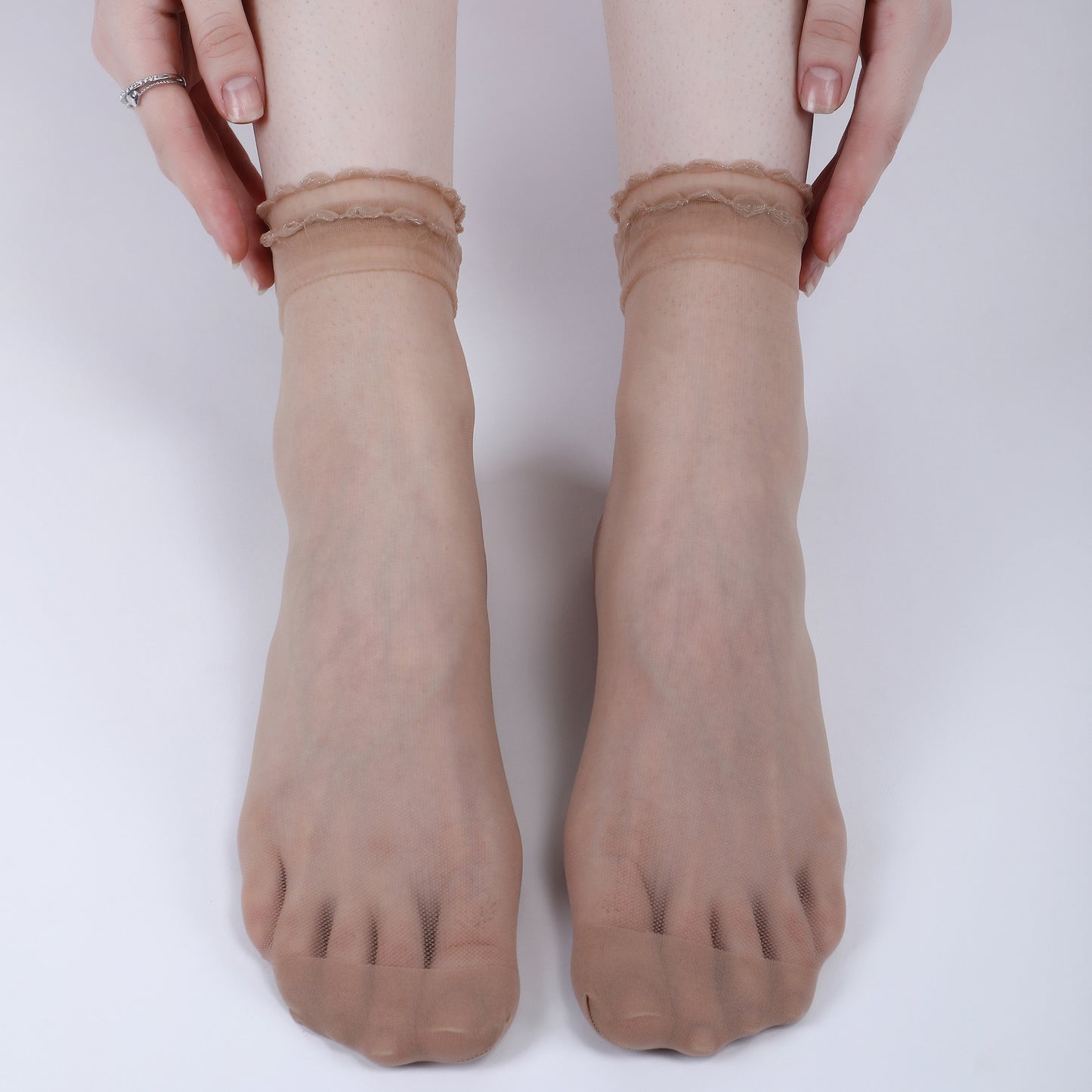 Ultra-Thin Sheer Ankle Socks-Skin