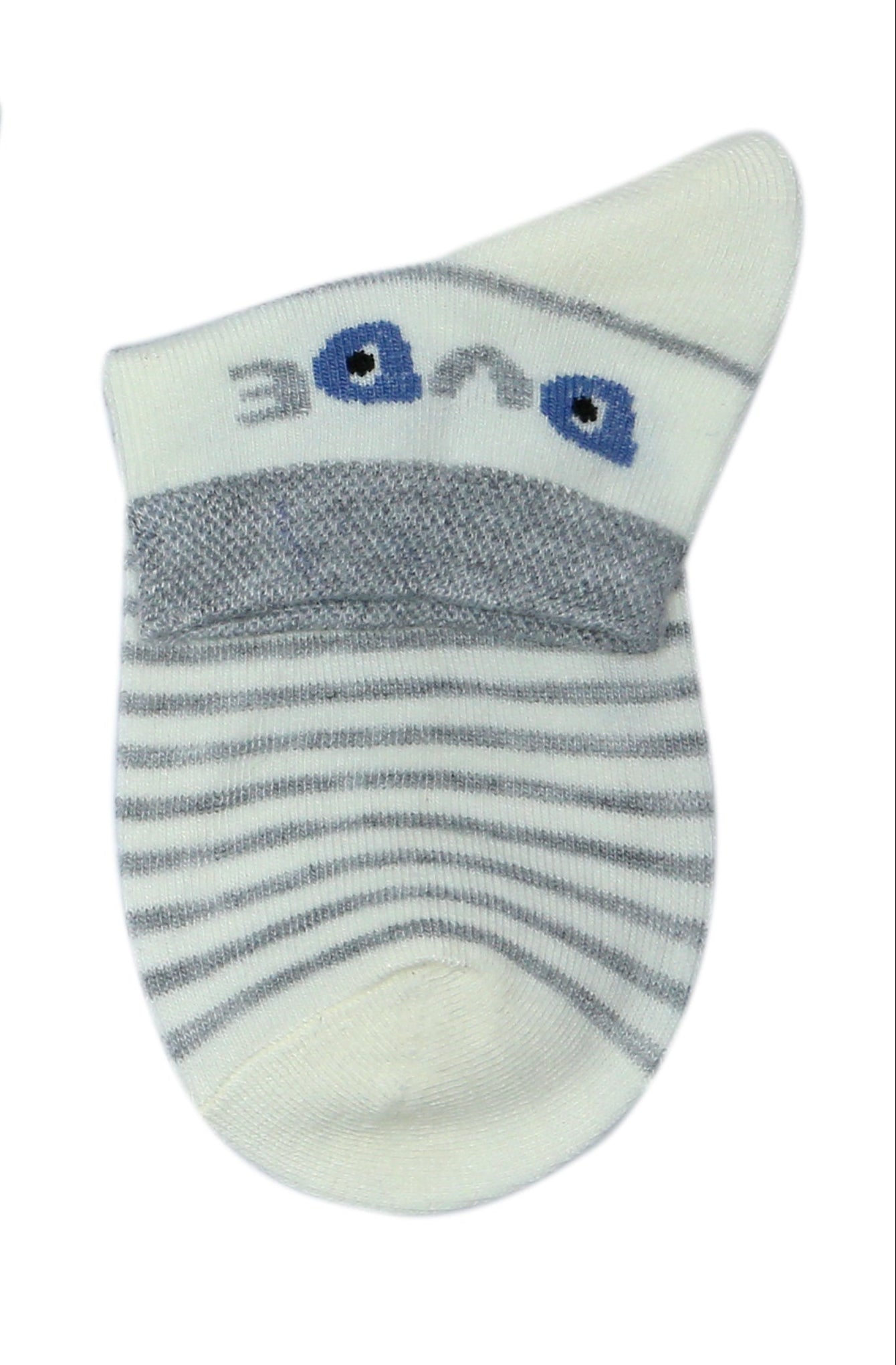 Kids Cotton Stripes & Mix Pattern Ankle Socks-Pack of 1(Light Grey Melange)