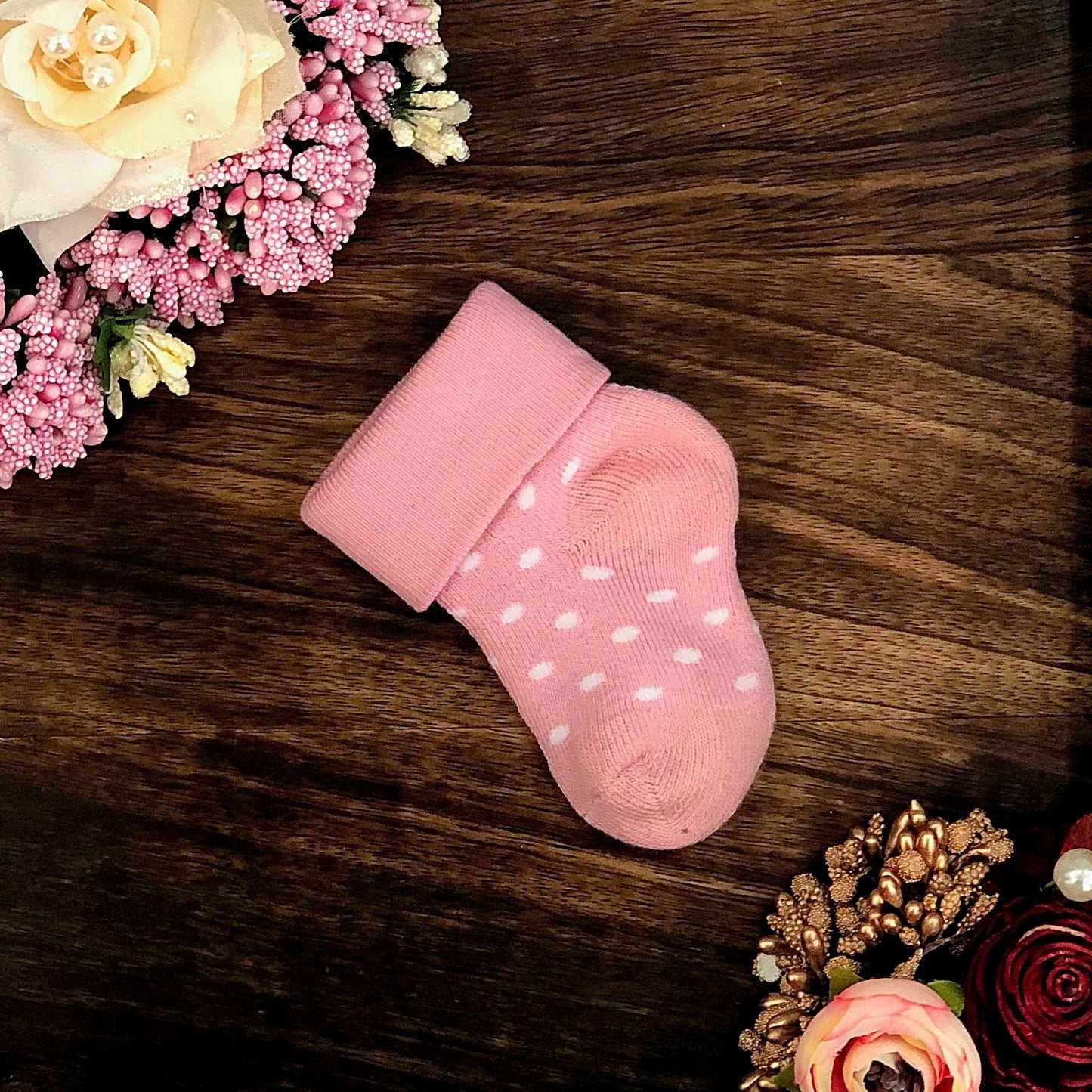 New Born Baby Cotton Terry Socks (Baby Pink)