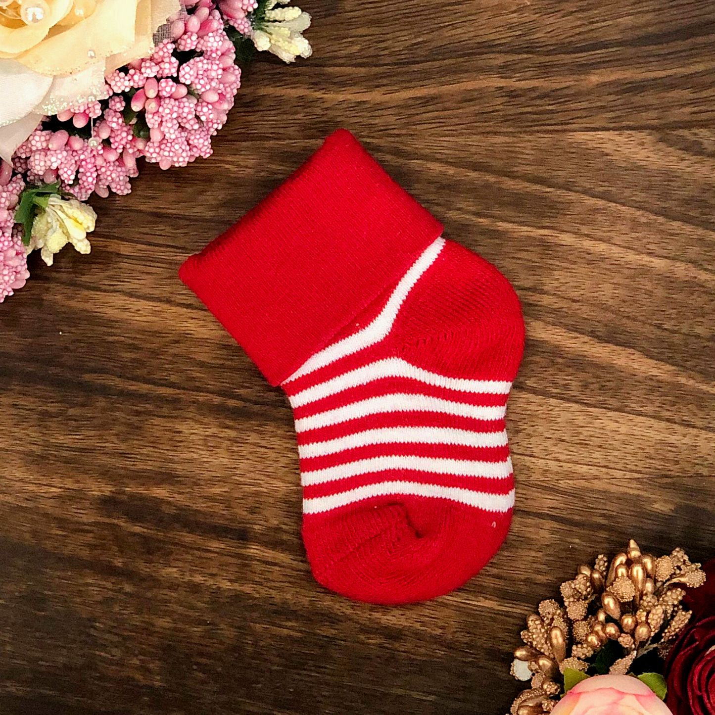 New Born Baby Cotton Terry Socks (Red)