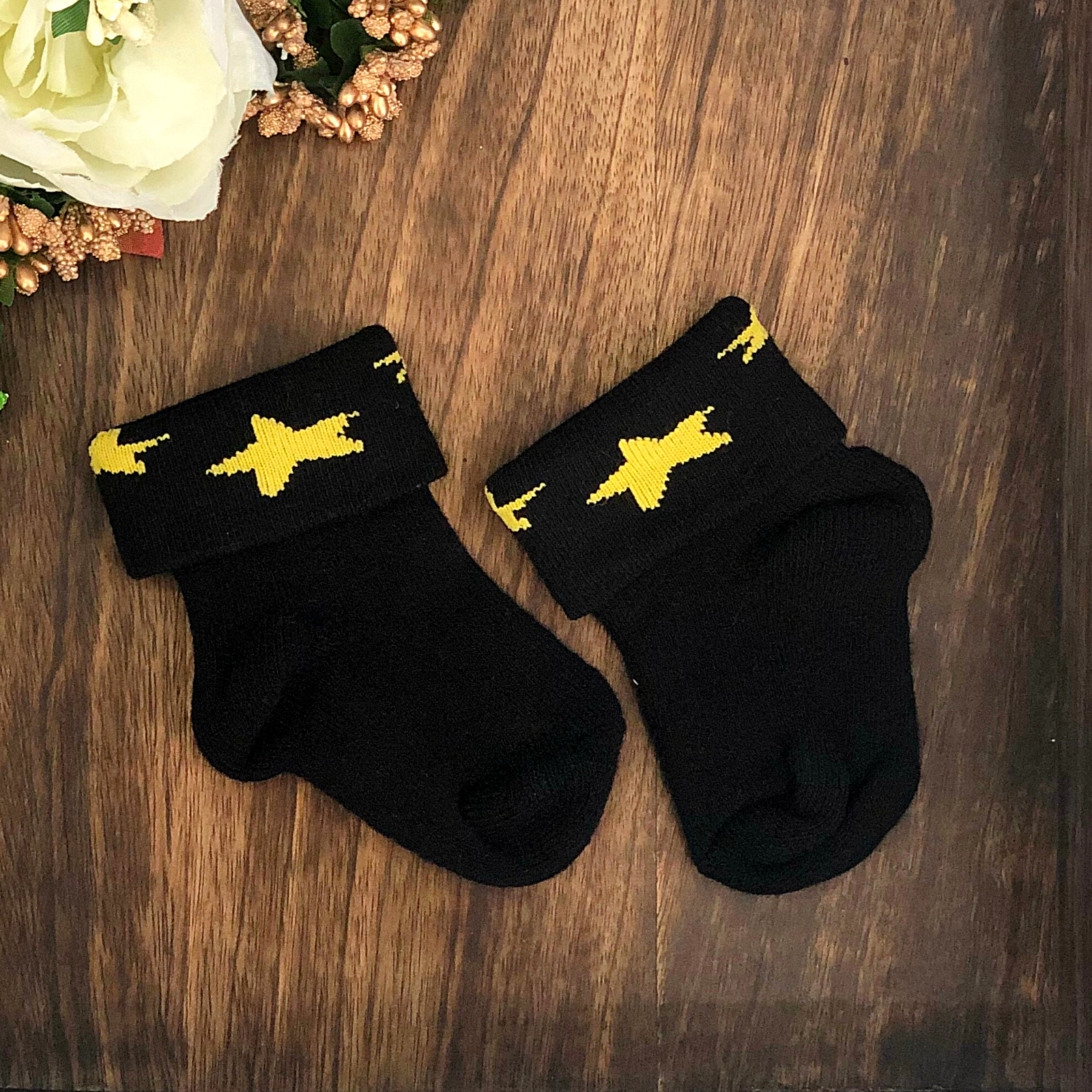 New Born Baby Cotton Terry Socks (Black) – - Main Image