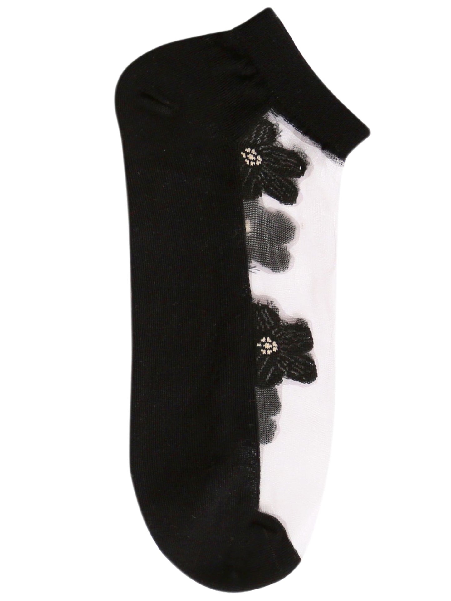 Sneaker Length Floral Pattern Cotton Socks with Net-Pack of 5