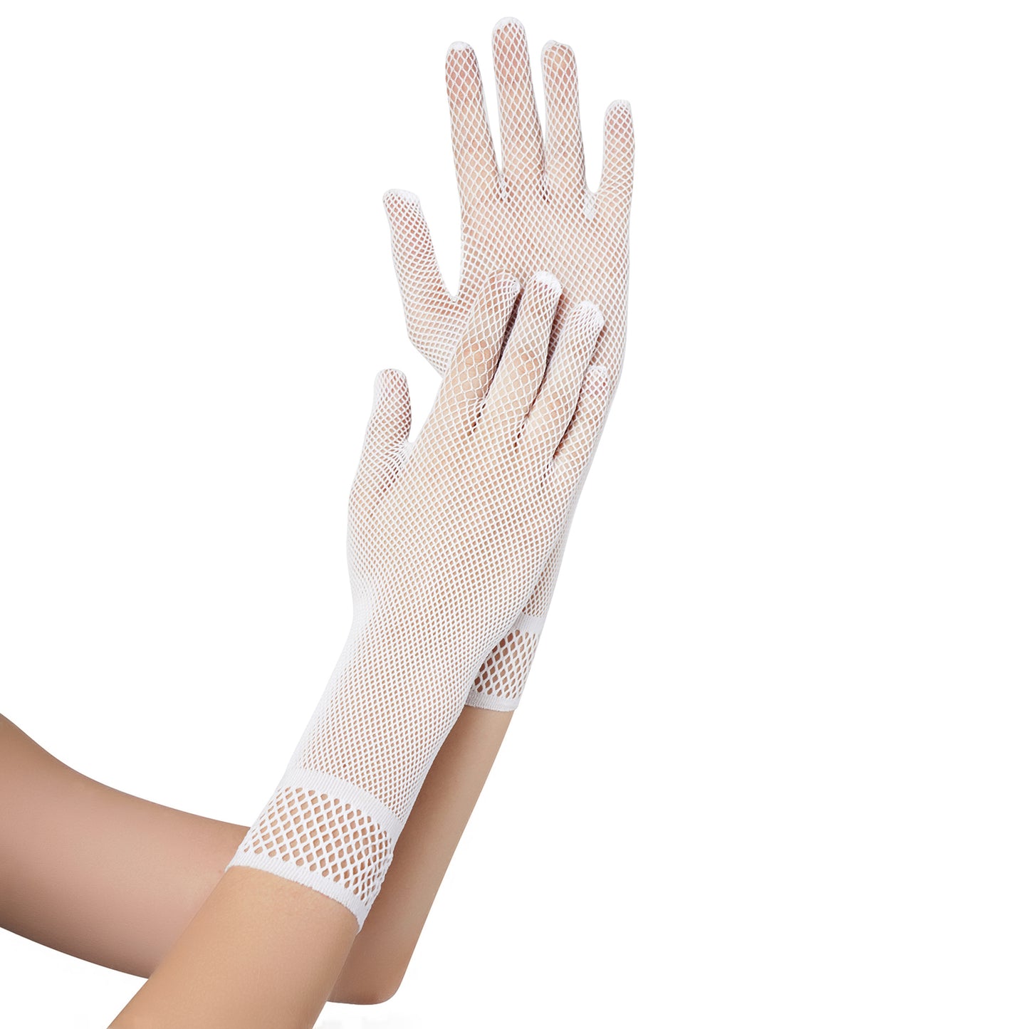 Net Pattern Wrist Gloves- Medium(White)