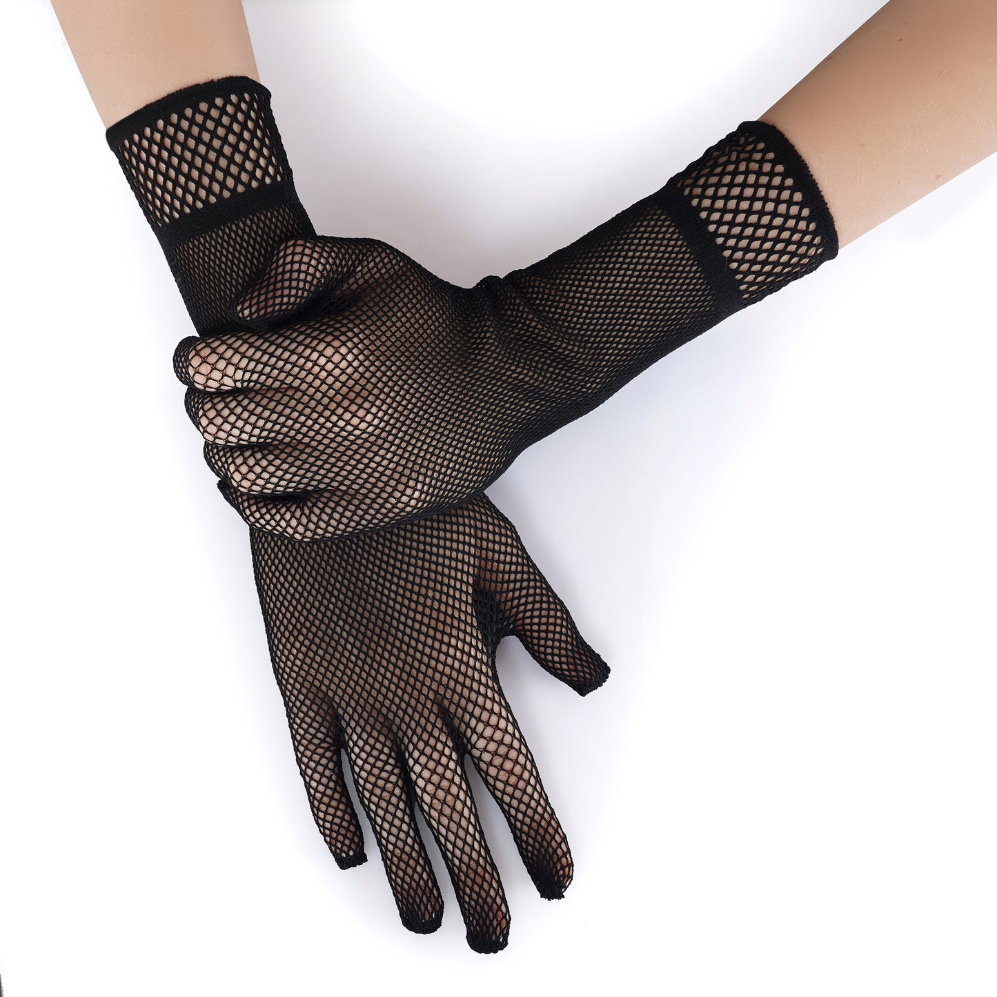 Net Pattern Wrist Gloves- Medium(Black)