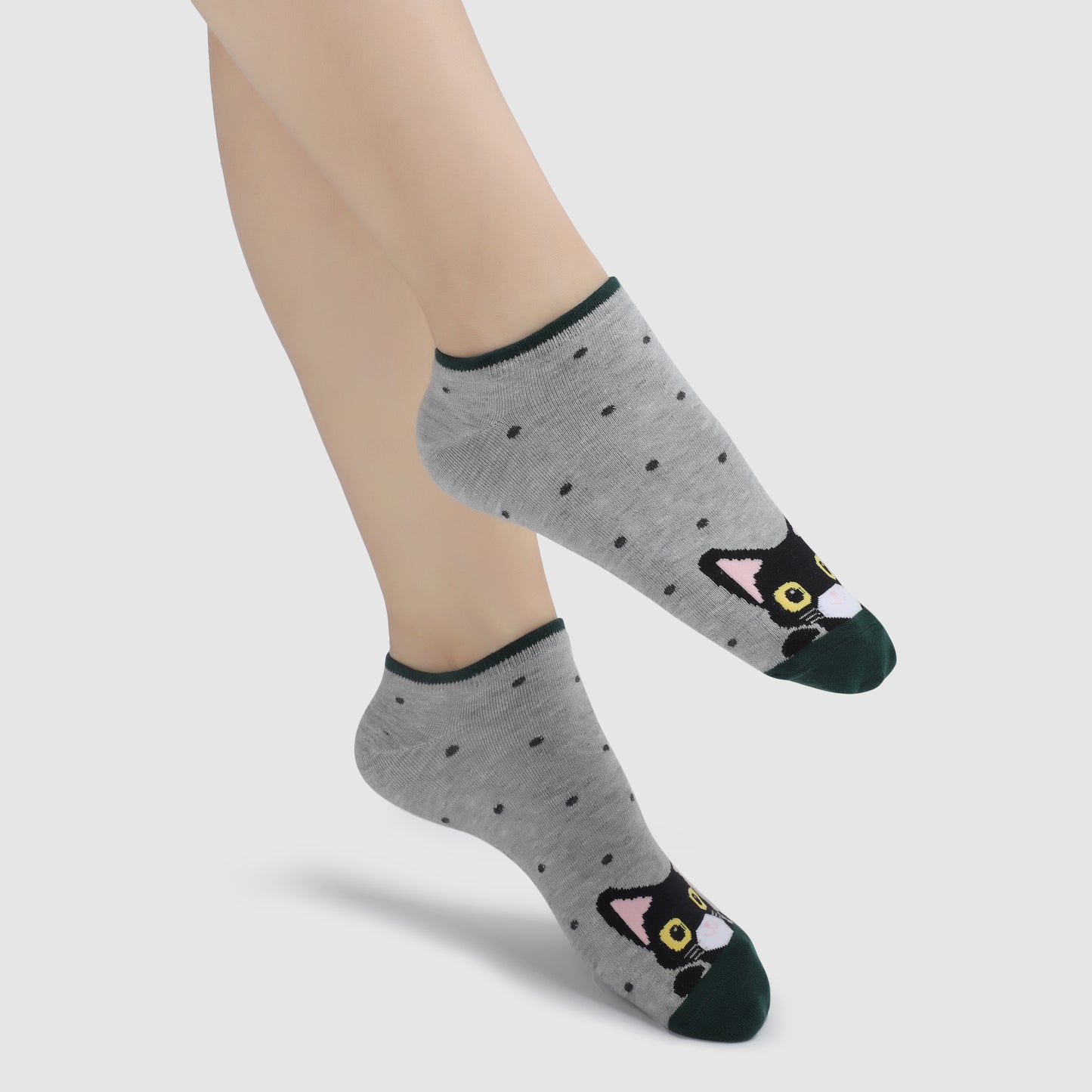 Kitten Sneaker Socks-Light Grey