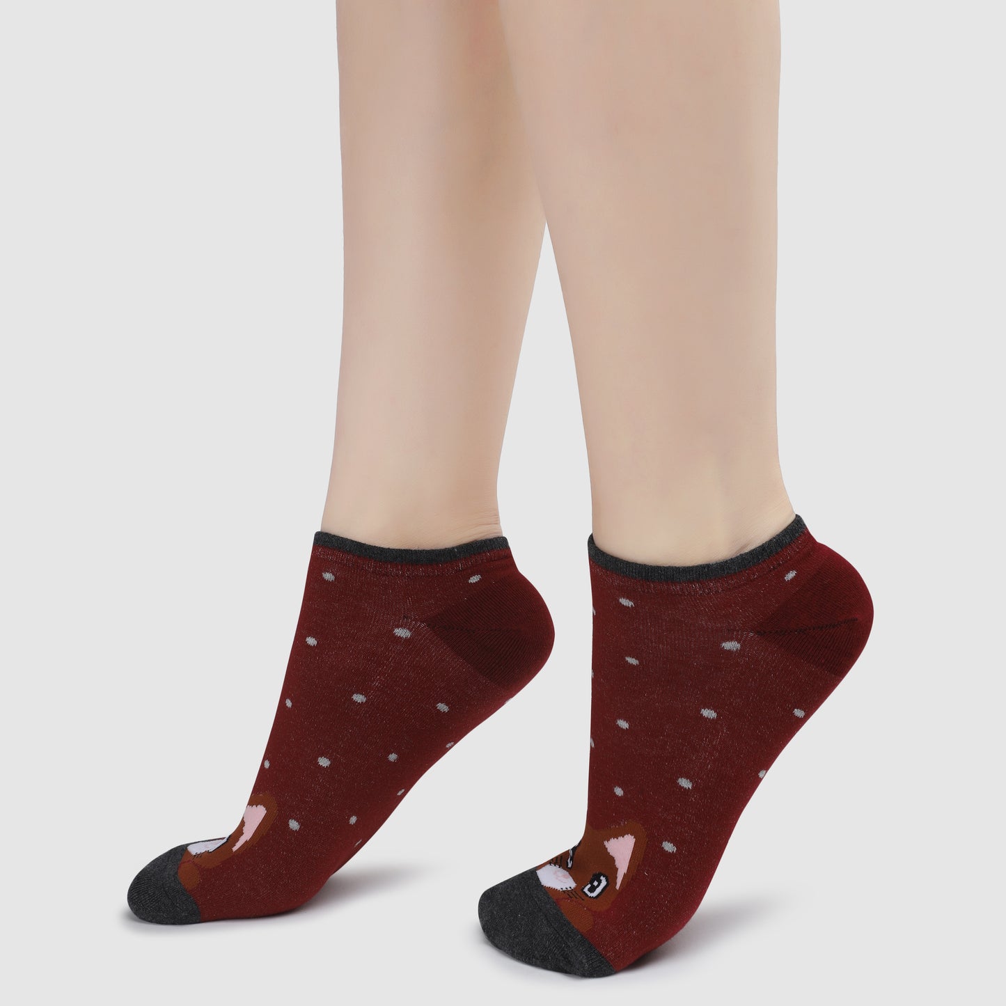 Kitten Sneaker Socks-Maroon