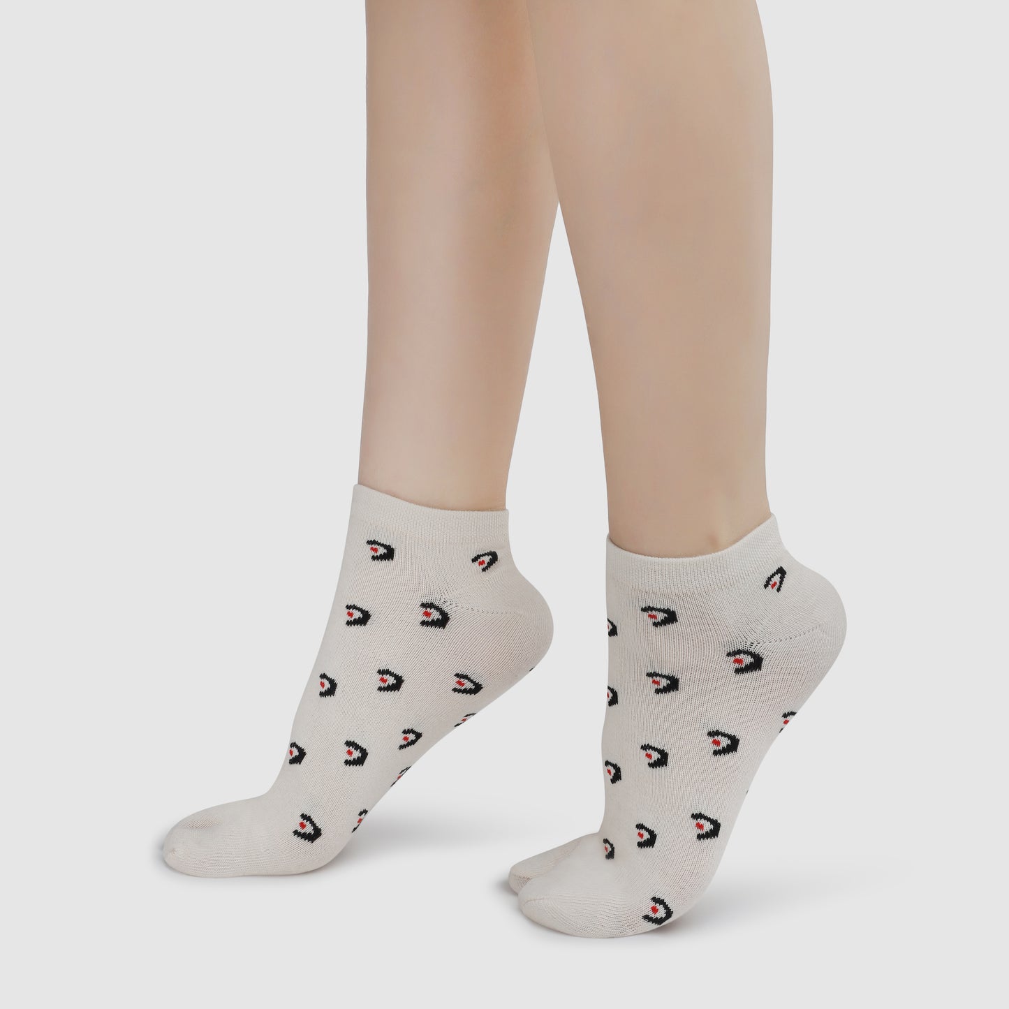 Comet Attack Ankle Thumb Socks-Cream