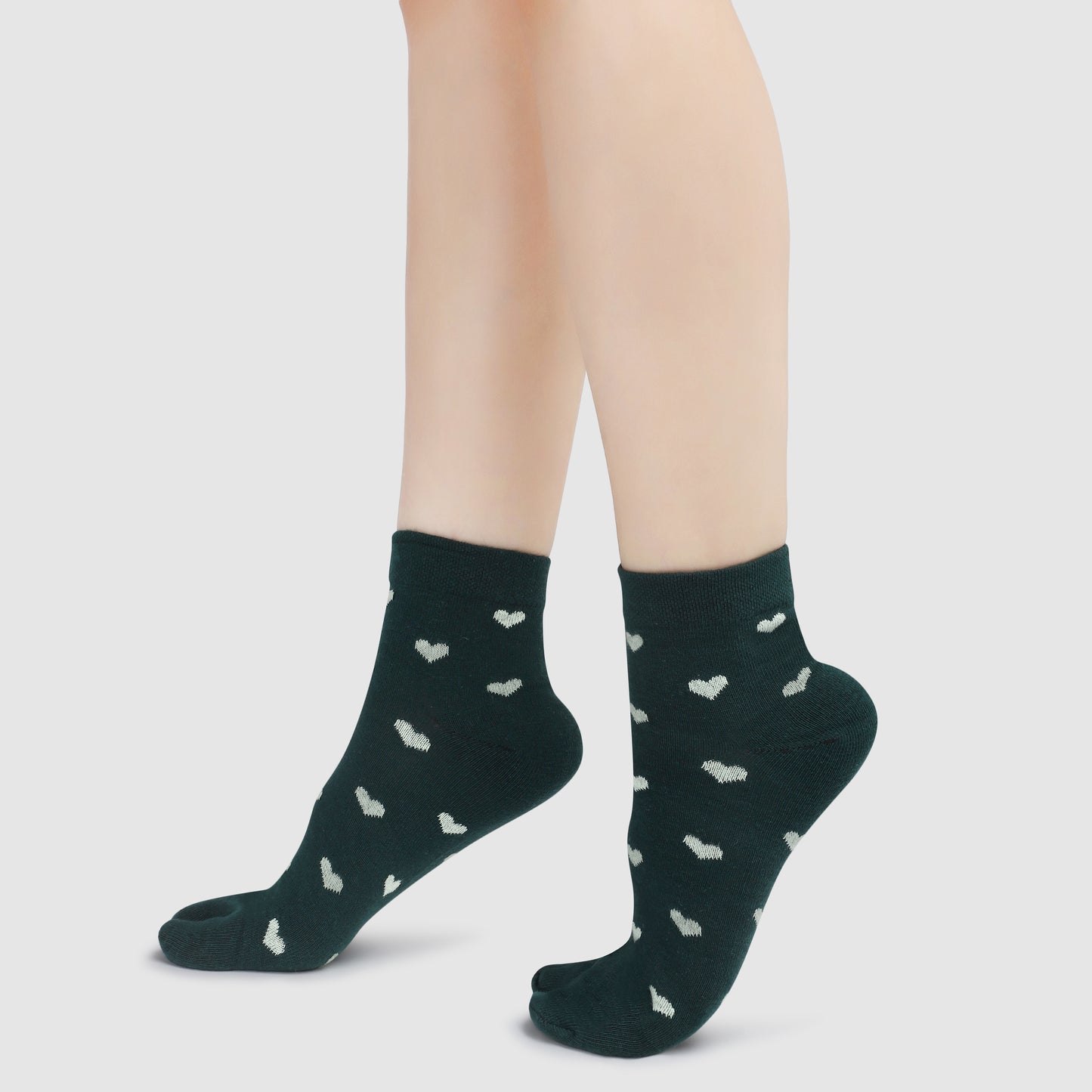 Little Hearts Ankle Thumb Socks-Green
