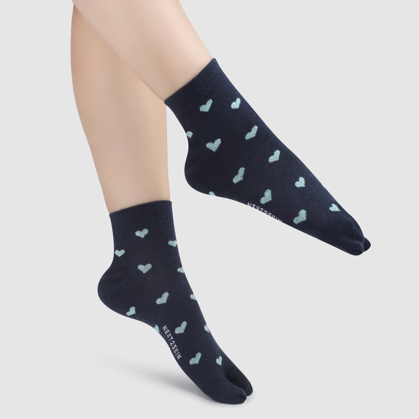 Little Hearts Ankle Thumb Socks-Blue