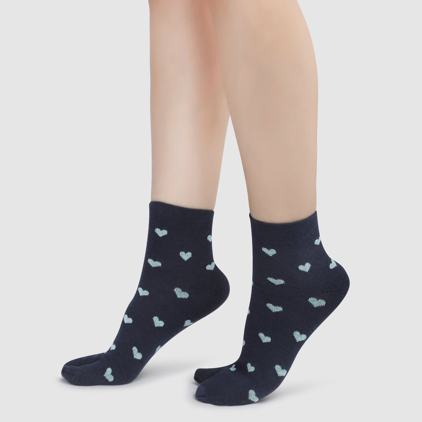 Little Hearts Ankle Thumb Socks-Blue