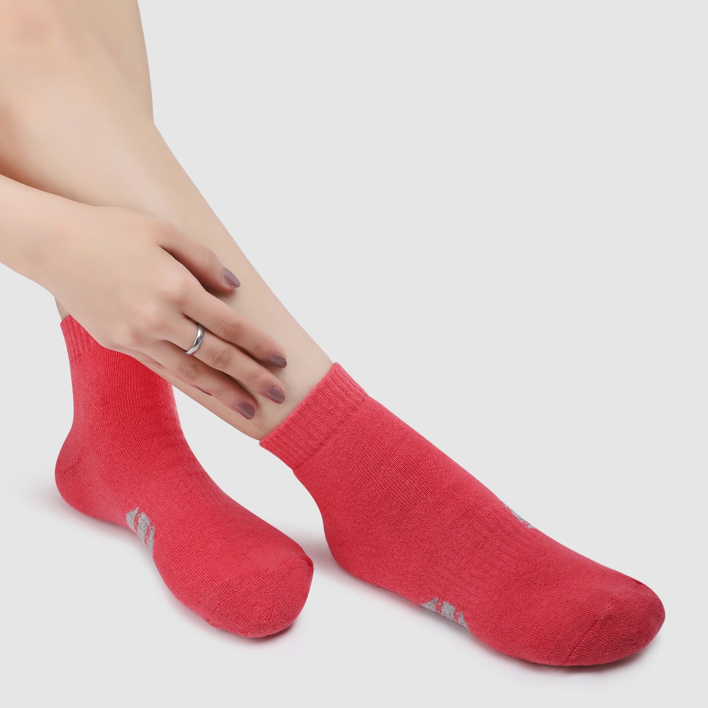 Striped Ankle Terry Socks-Pink