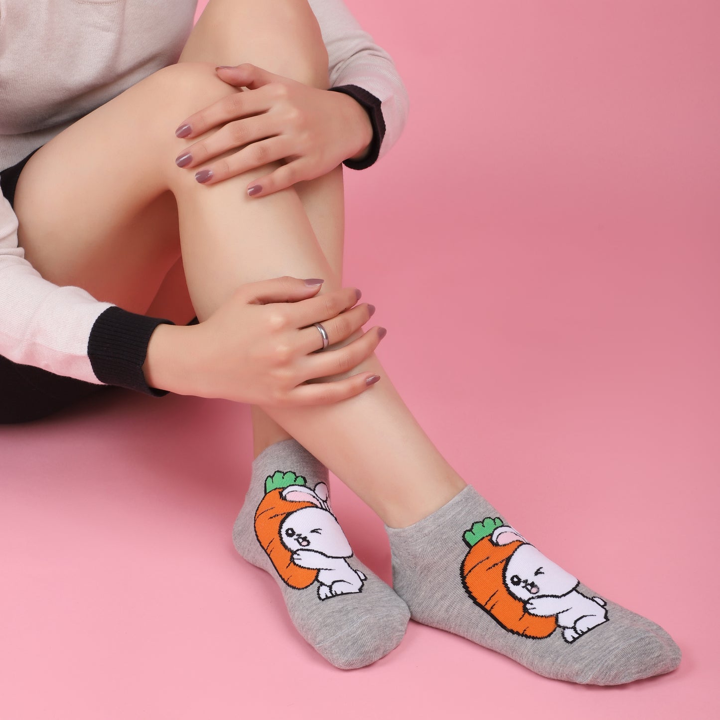 Honey Bunny Sneaker Socks-Light Grey