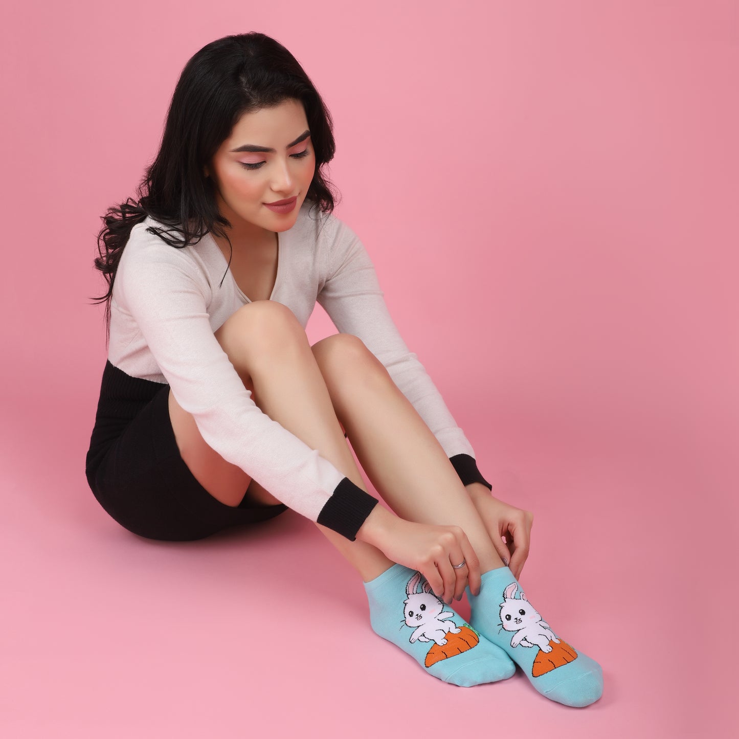 Honey Bunny Sneaker Socks-Sky Blue