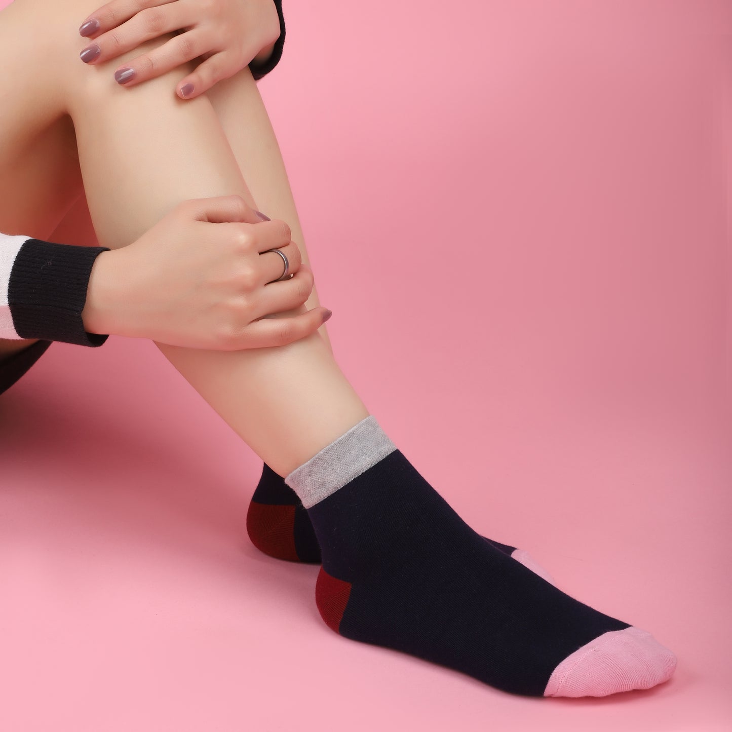 Eye Candy Ankle Socks-Navy Blue