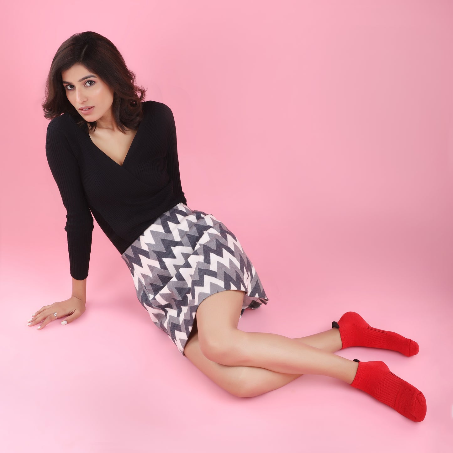 Terry Ankle Socks-Red