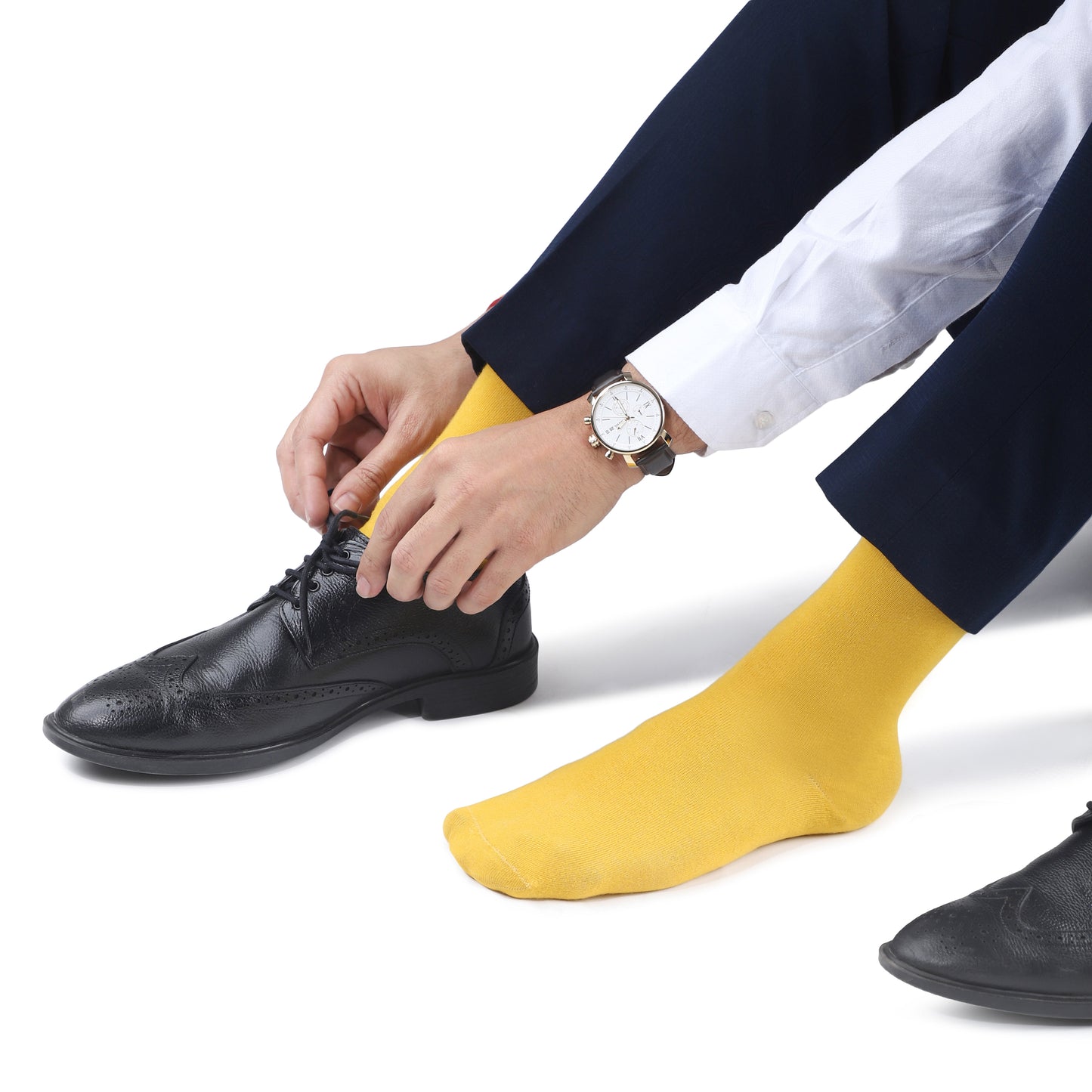 Men Crew Length Seamless Socks-Yellow