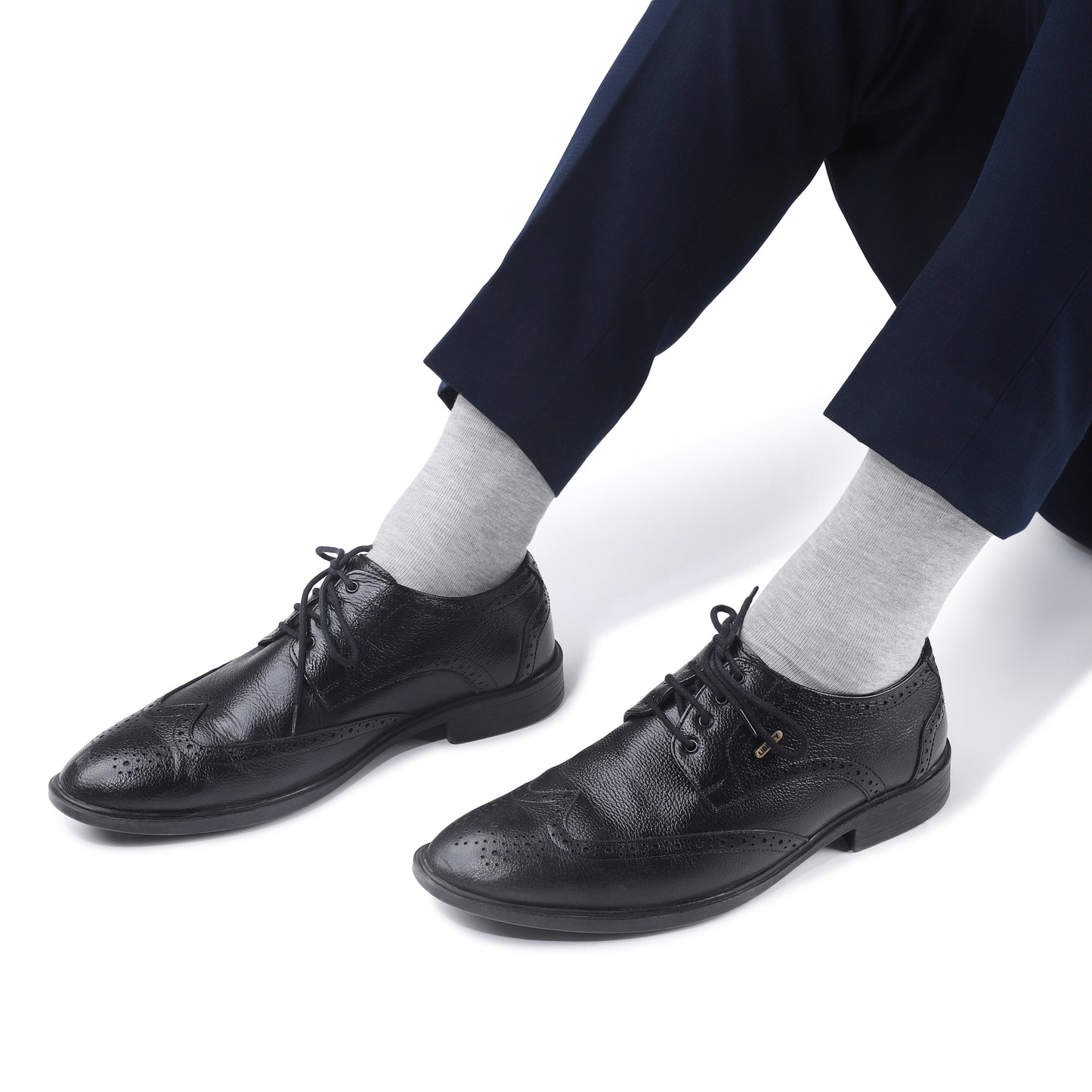 Men Crew Length Seamless Socks-Light Grey Melange