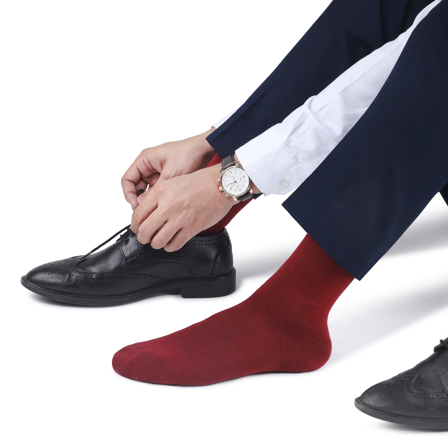 Men Crew Length Seamless Socks-Maroon