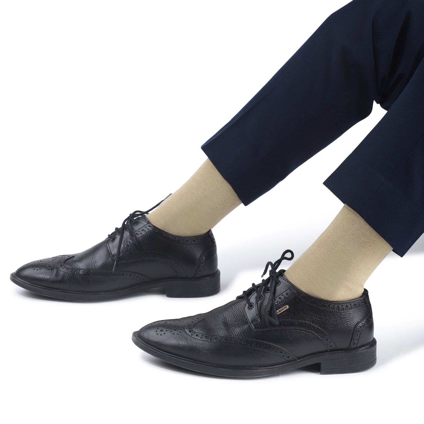 Men Crew Length Seamless Socks-Tan Beige