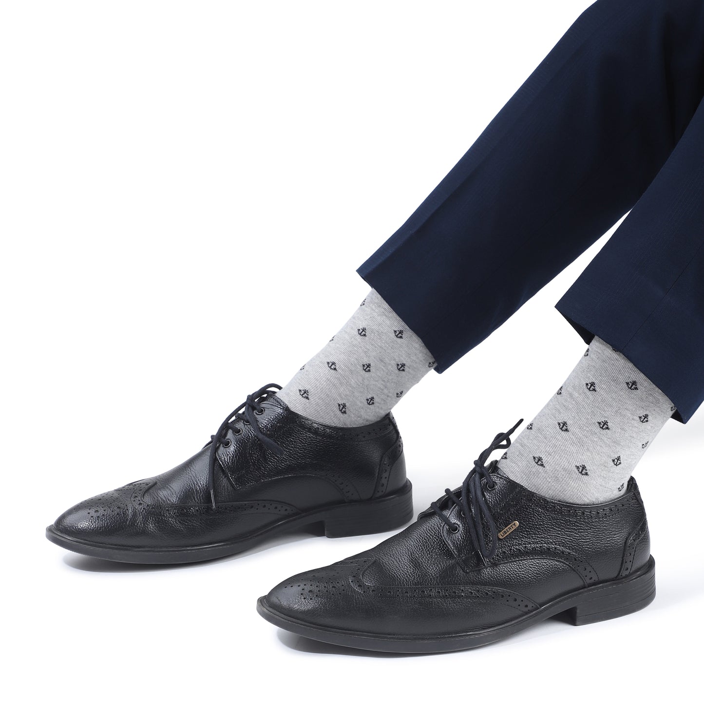 Men Seamless Crew Length Socks-Light Grey