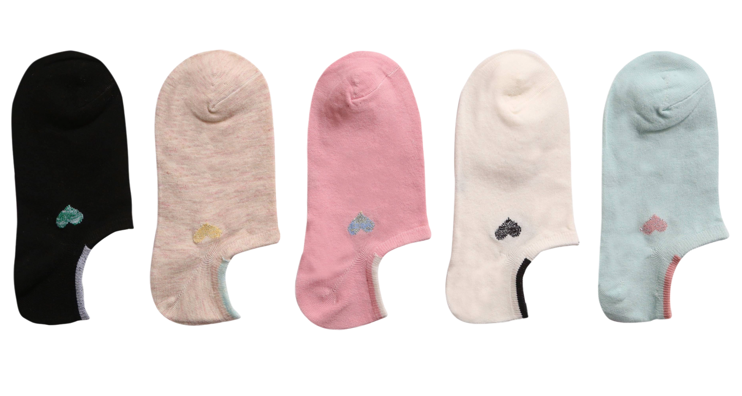 Heart Design Low Cut Cotton Socks (Multicolor)