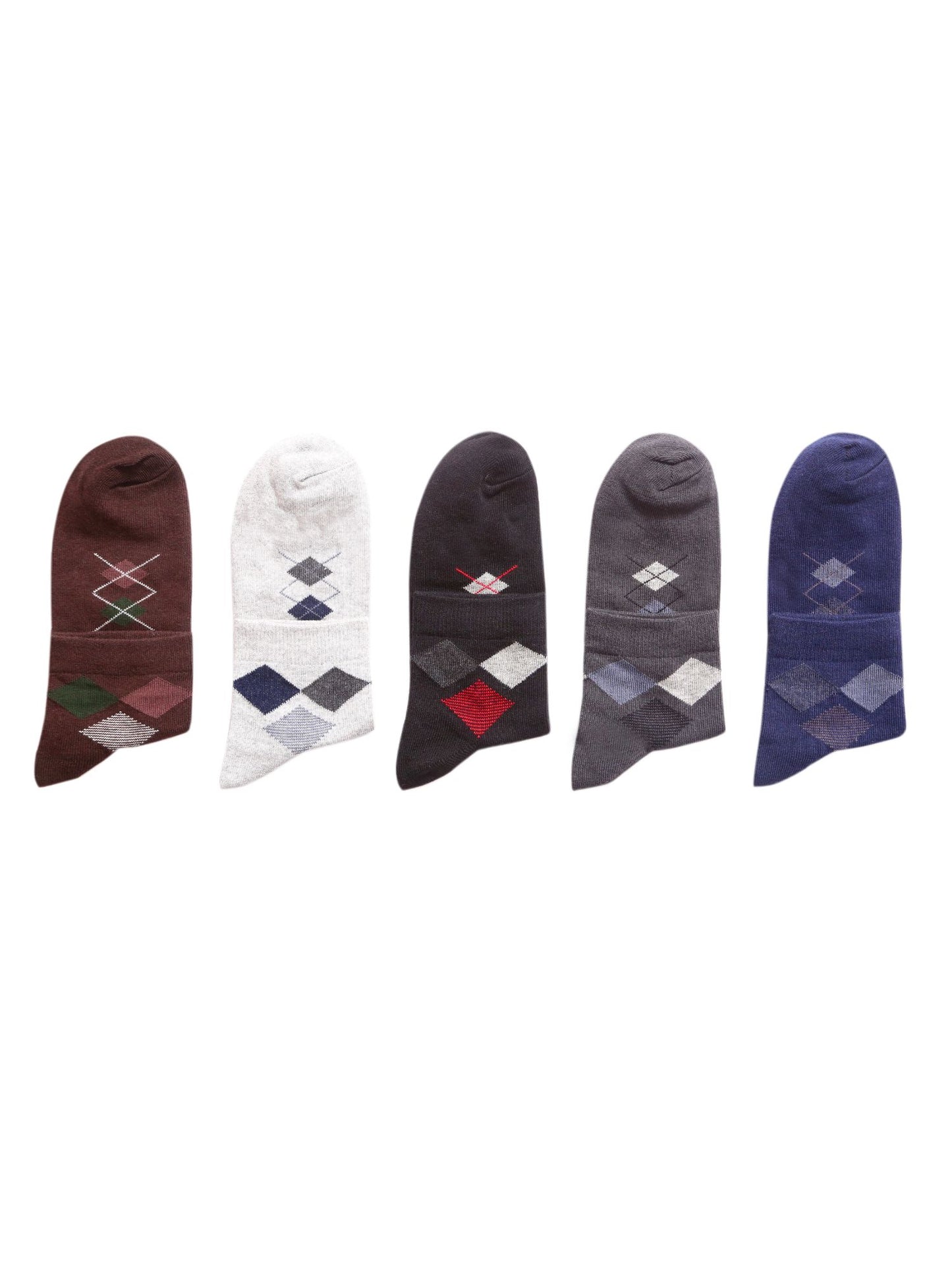 Argyle Pattern Ankle Length Men Cotton Seamless Socks Combo of 5