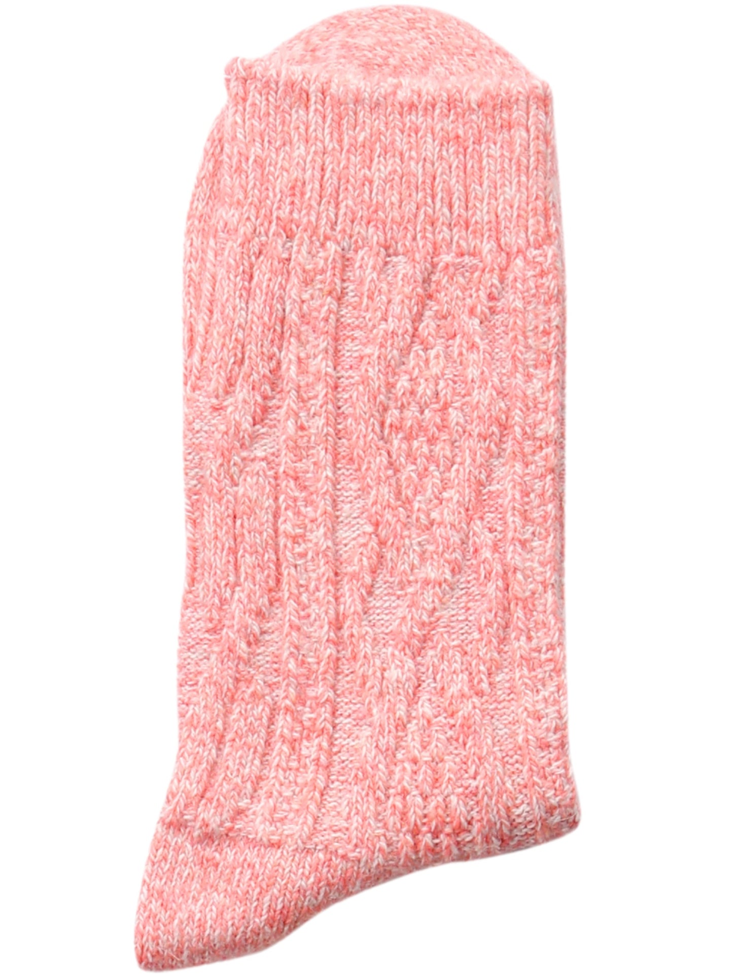 Crew Length Cozy Braided Knit Pattern Warm Socks for Women-Peach(Pack of 1)