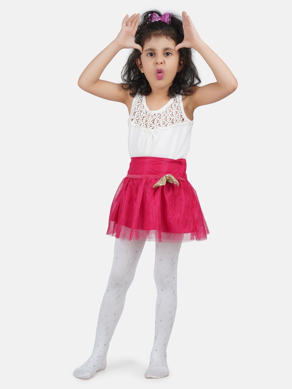 Hearts and Bows Stockings - White