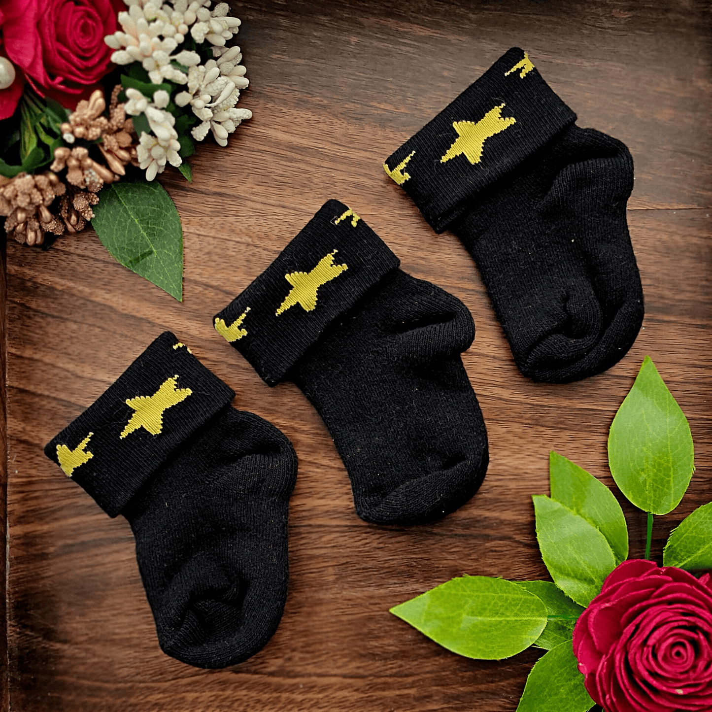 New Born Baby Cotton Terry Socks (Black)