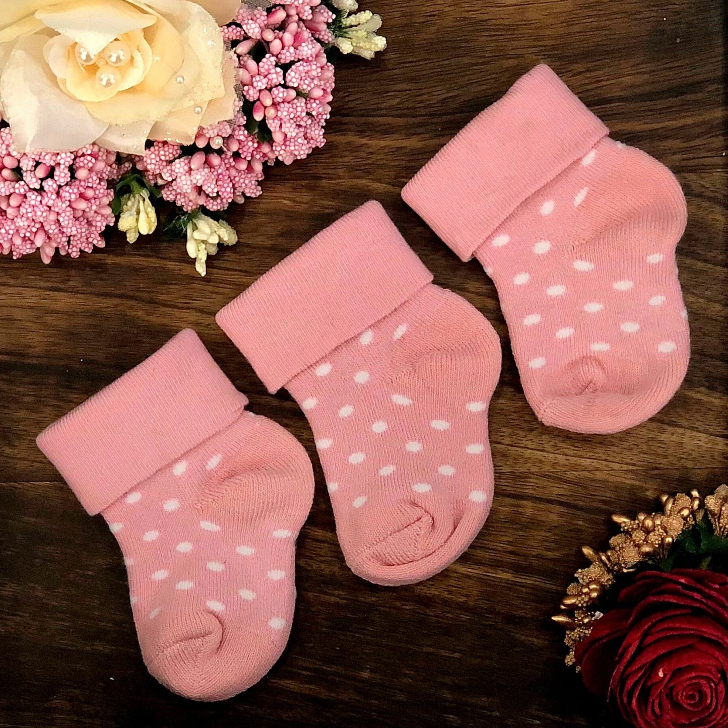 New Born Baby Cotton Terry Socks (Baby Pink)