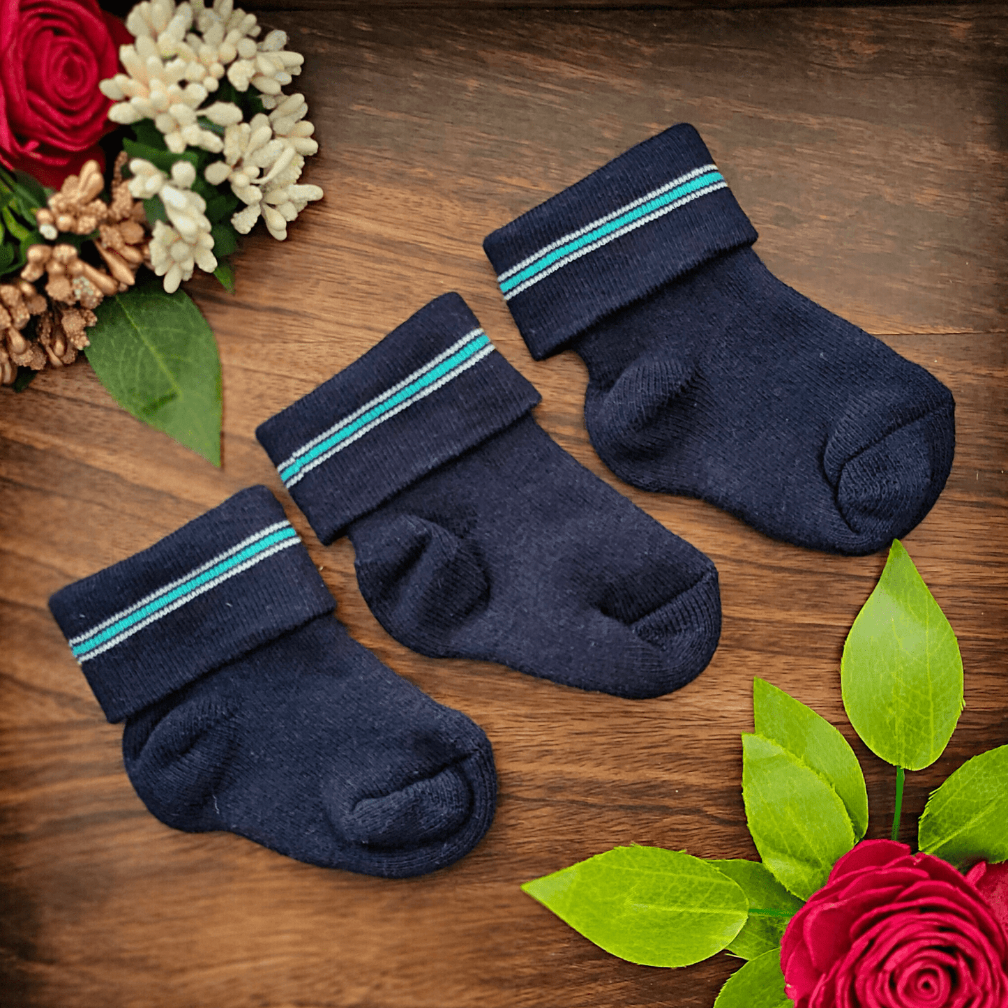 New Born Baby Cotton Terry Socks (Navy Blue)