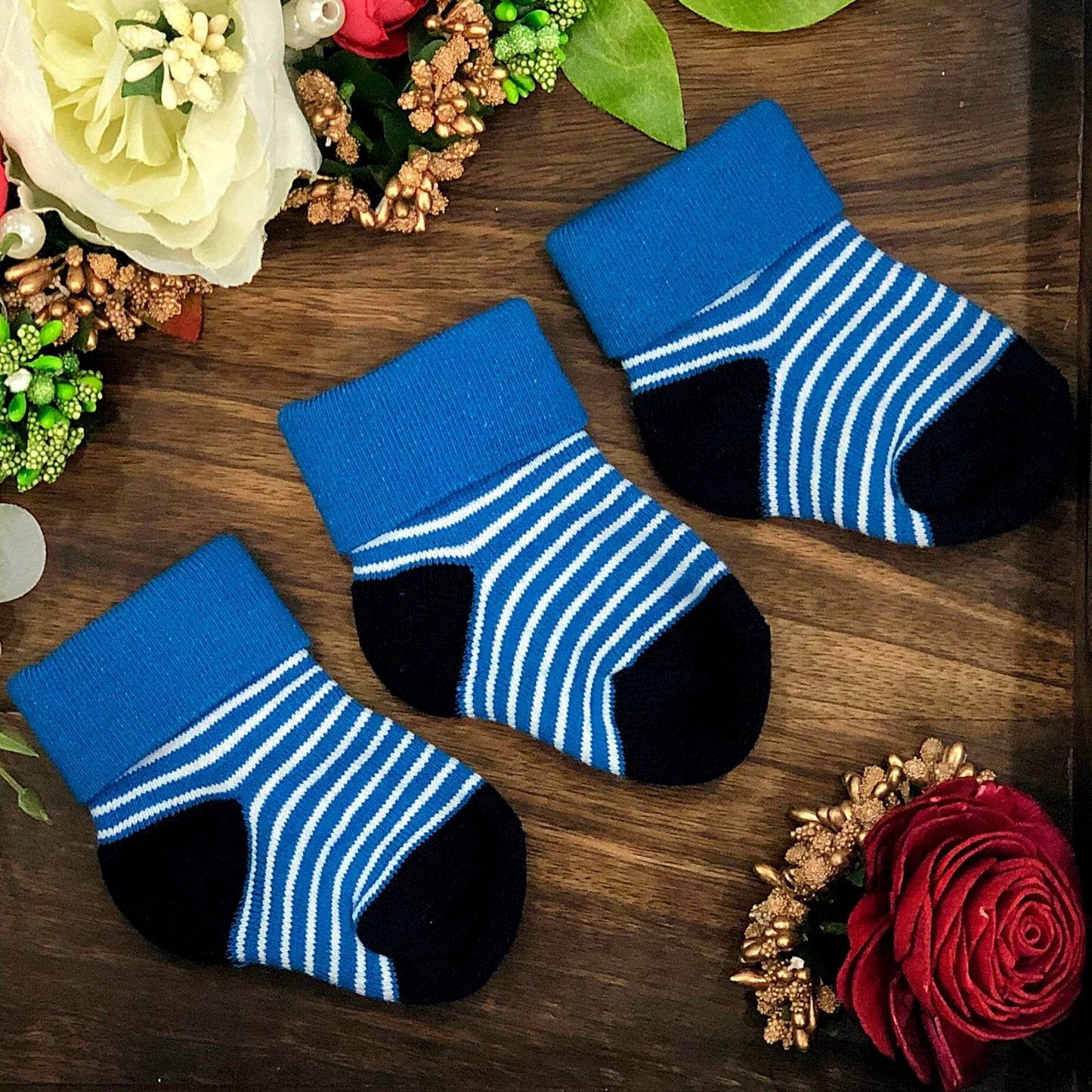 New Born Baby Cotton Terry Socks (Blue)