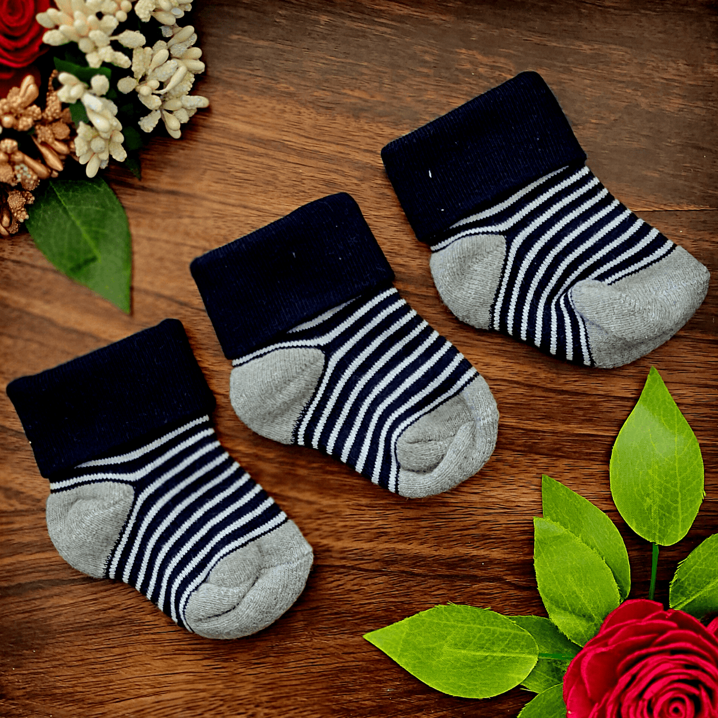 New Born Baby Cotton Terry Socks (Grey)