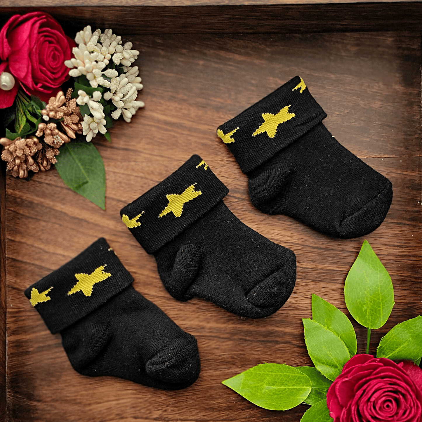 New Born Baby Cotton Terry Socks (Black)