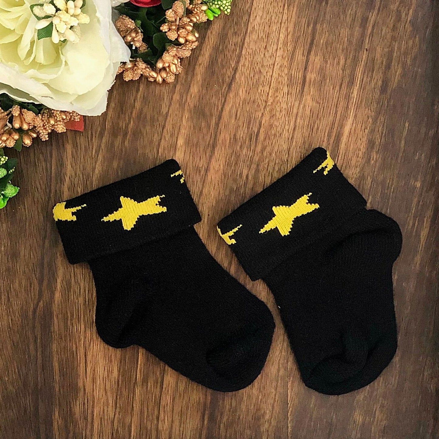 New Born Baby Cotton Terry Socks (Black:Sky Blue:Grey)