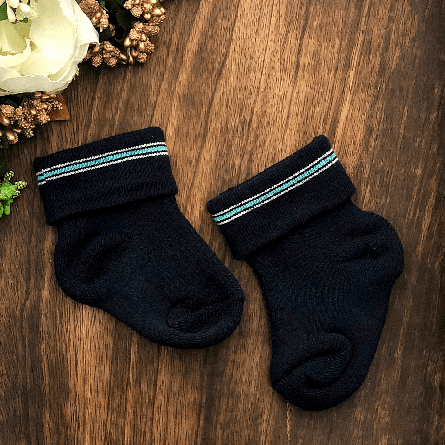 New Born Baby Cotton Terry Socks (Navy Blue)