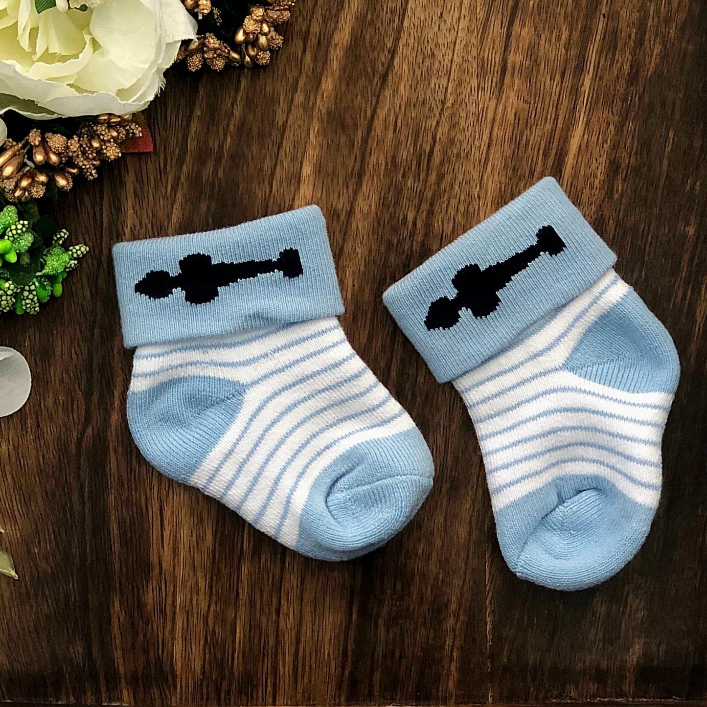 New Born Baby Cotton Terry Socks (Navy Blue:Black:Sky Blue)