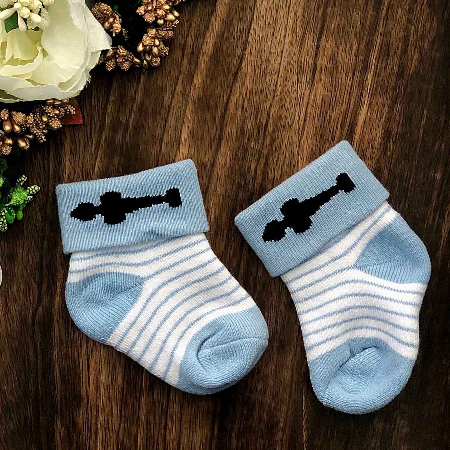 New Born Baby Cotton Terry Socks (Sky Blue)