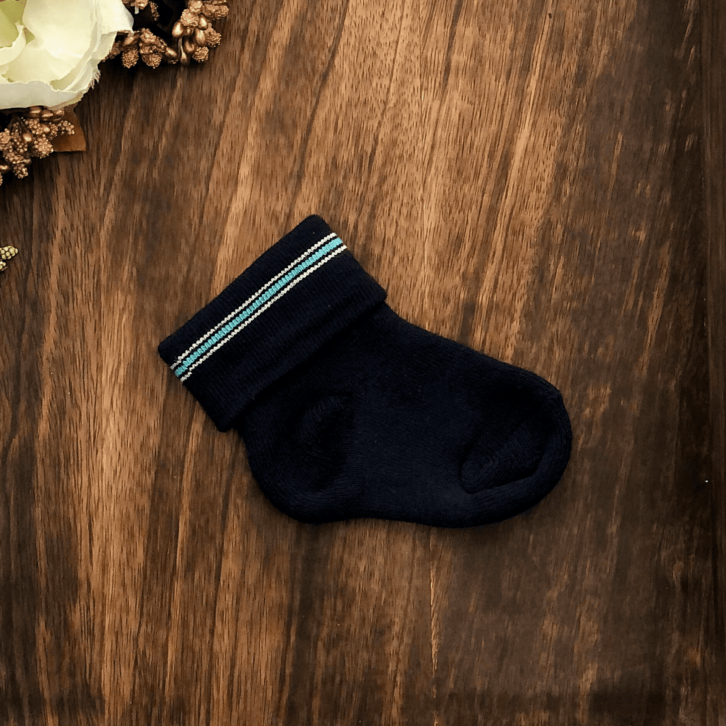 New Born Baby Cotton Terry Socks (Navy Blue)