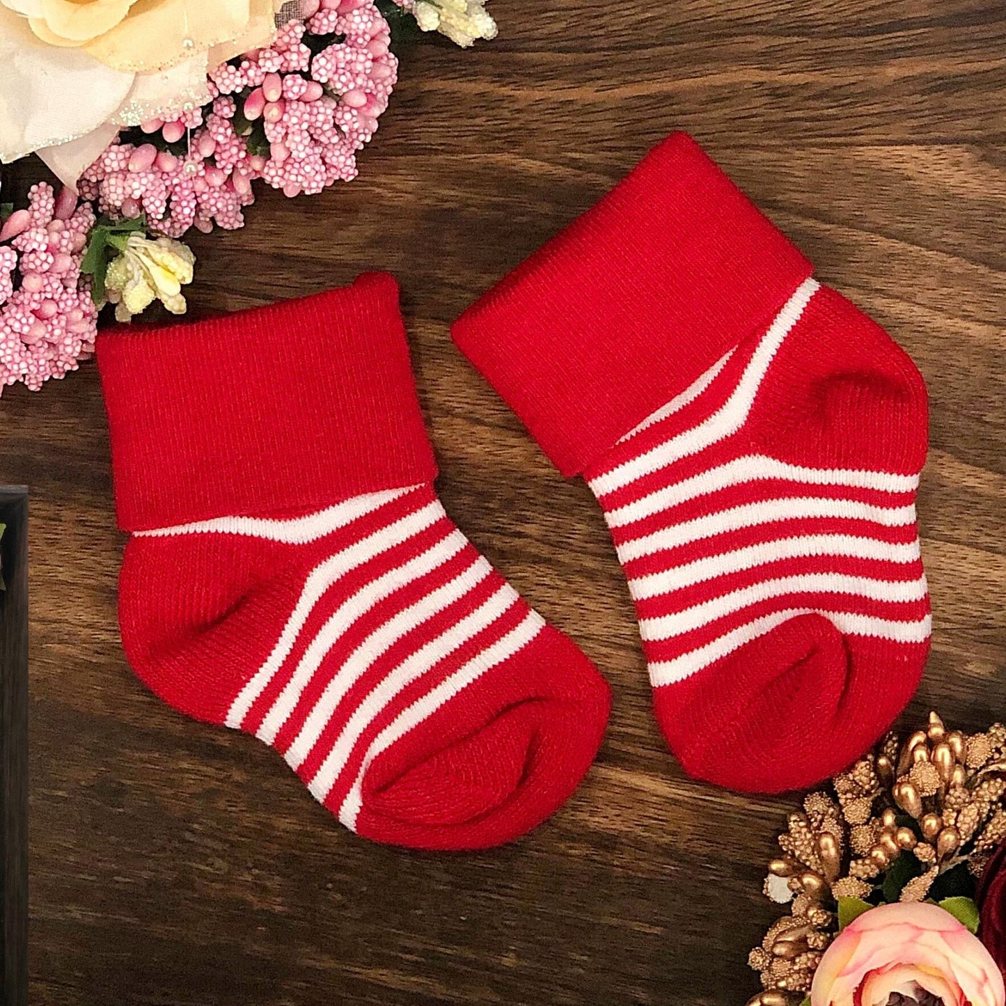 New Born Baby Cotton Terry Socks (Grey:Blue:Red)